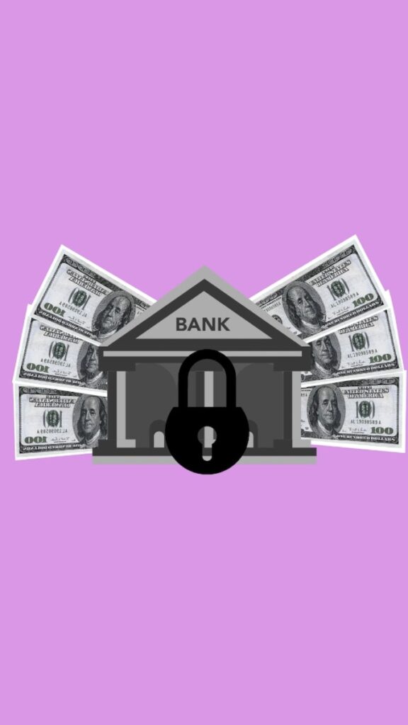 Illustration of lock placed on bank image