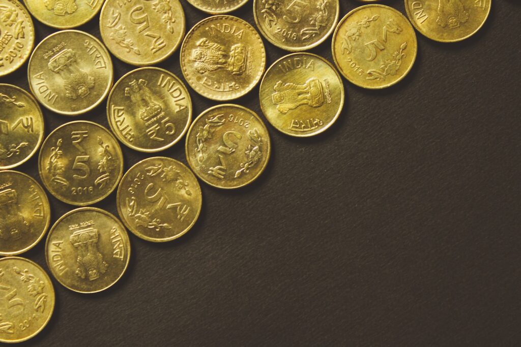 round gold-colored coins